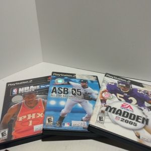 PlayStation 2 games. MADDEN 2005, NBA 08, ASB 05. Pre owned.